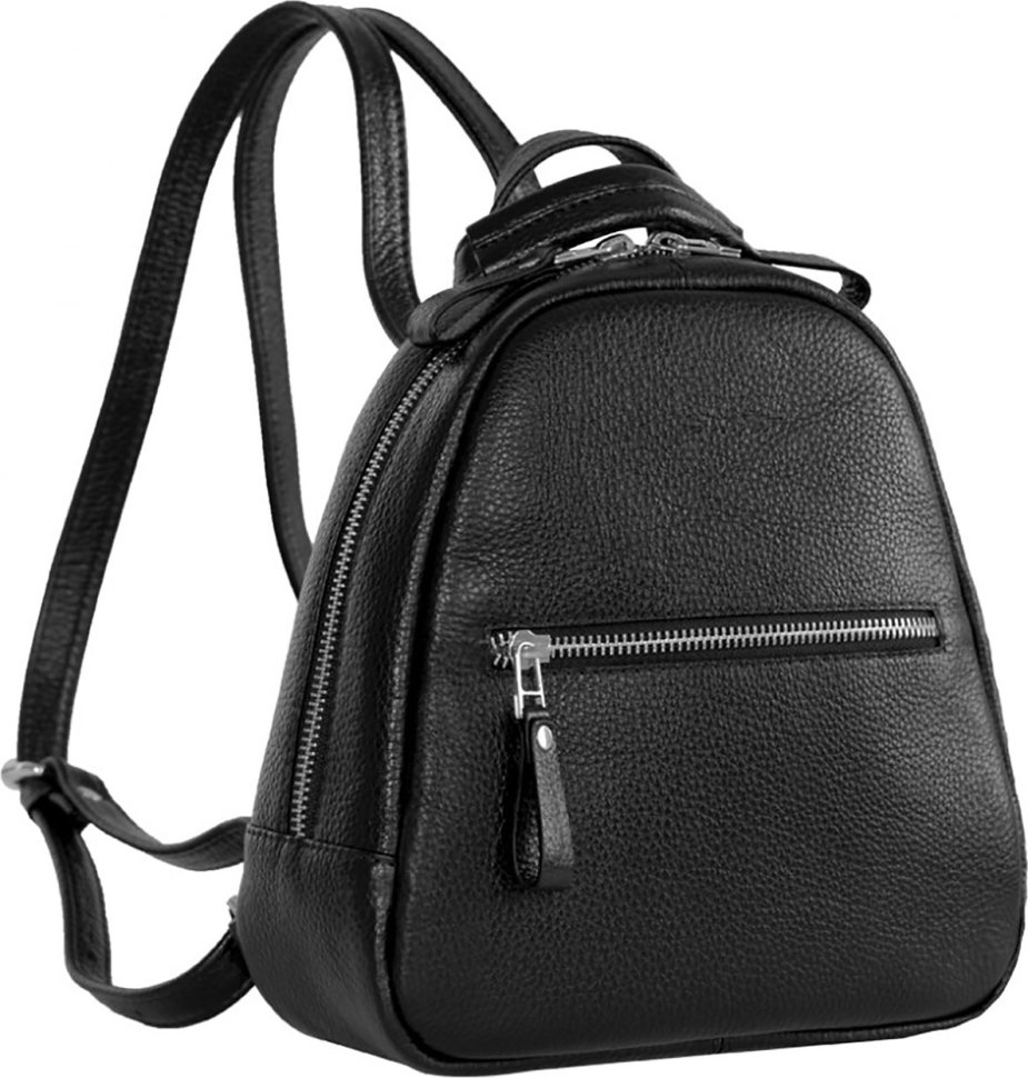 Чорний жіночий міні-рюкзак з натуральної шкіри хорошої якості Issa Hara (27102)