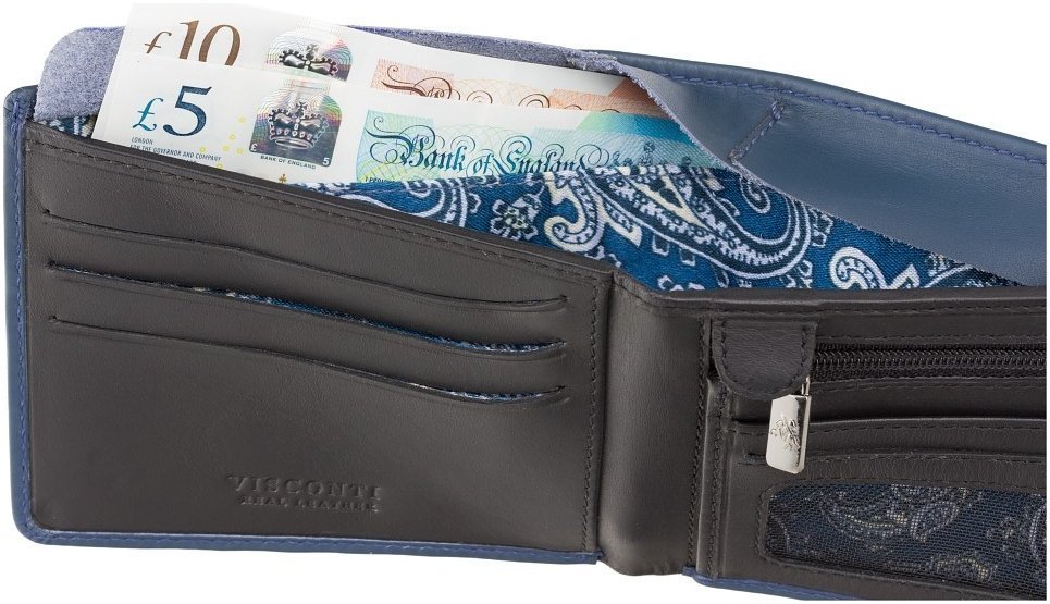 Синє чоловіче портмоне з натуральної шкіри високої якості з RFID - Visconti 69072