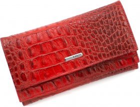Червоний багатофункціональний жіночий гаманець із натуральної шкіри під крокодила KARYA (19563)