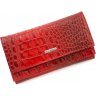 Червоний багатофункціональний жіночий гаманець із натуральної шкіри під крокодила KARYA (19563) - 1