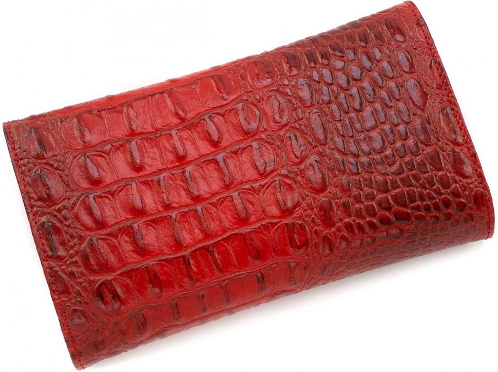 Красный многофункциональный женский кошелек из натуральной кожи под крокодила KARYA (19563)