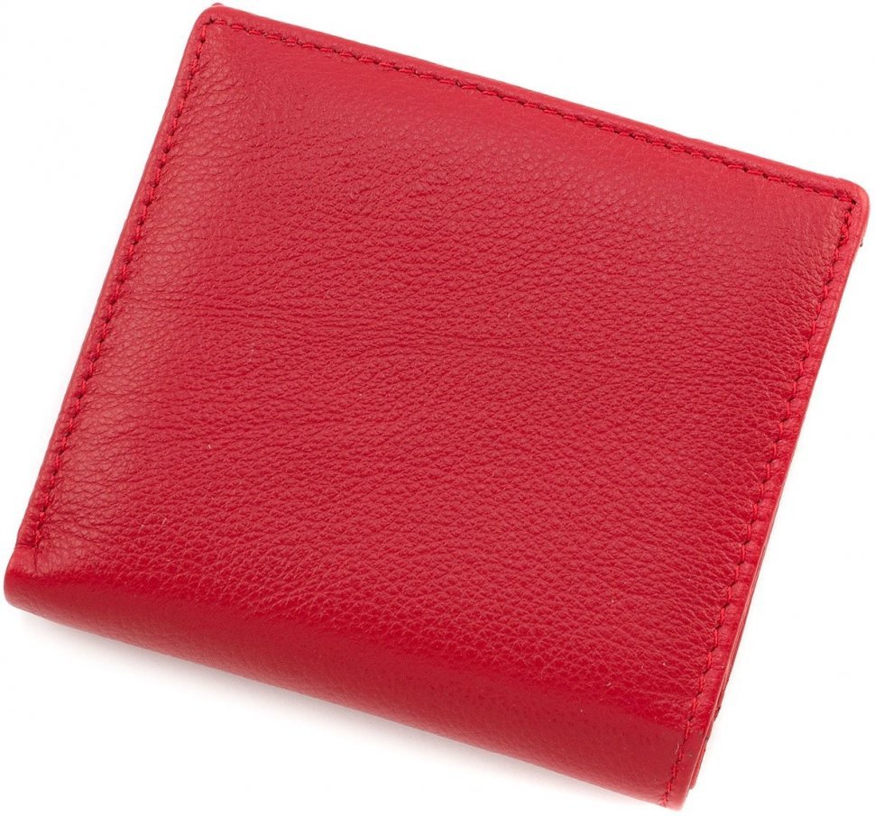 Тонкий жіночий маленький гаманець червоного кольору з монетницьою ST Leather (15321)