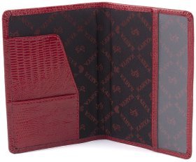 Красная женская обложка для паспорта из лаковой кожи под змею KARYA 69772