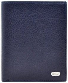 Містке чоловіче портмоне із фактурної шкіри Desisan 81073 Синього кольору