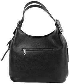 Черная женская сумка большого размера из фактурной кожи с двумя ручками Desisan 81273