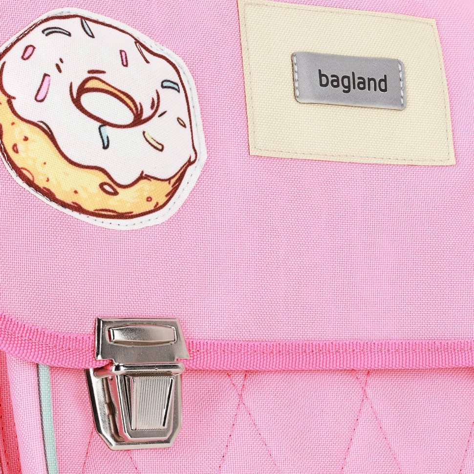 Яркий школьный портфель для девочки из текстиля Bagland 111373 розового цвета с принтом сладостей modnotak фото №6