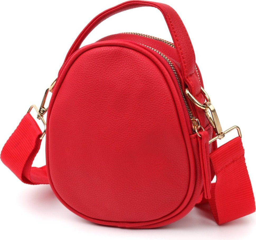 Маленькая женская сумка из эко-кожи красного цвета на два отсека Vintage (18702)