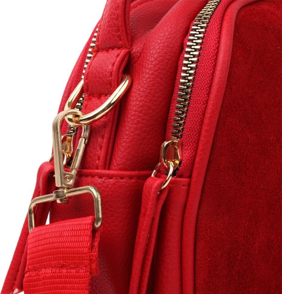 Маленька жіноча сумка з еко-шкіри червоного кольору на два відсіки Vintage (18702)