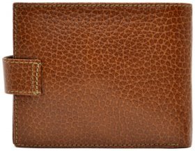 Багатофункціональне руде чоловіче шкіряне портмоне з хлястиком на кнопці Desisan 81573