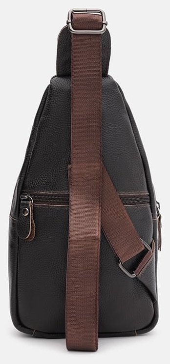Чоловіча вертикальна сумка-рюкзак із фактурної шкіри коричневого кольору Keizer 71673