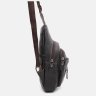 Чоловіча вертикальна сумка-рюкзак із фактурної шкіри коричневого кольору Keizer 71673 - 4