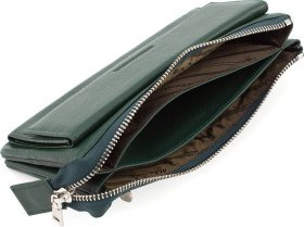 Жіночий зелений гаманець з натуральної шкіри з дрібною фактурою на змійці Marco Coverna (17081)