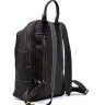 Женский темно-коричневый кожаный рюкзак со светлой строчкой TARWA (19776) - 5