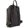 Женский темно-коричневый кожаный рюкзак со светлой строчкой TARWA (19776) - 10