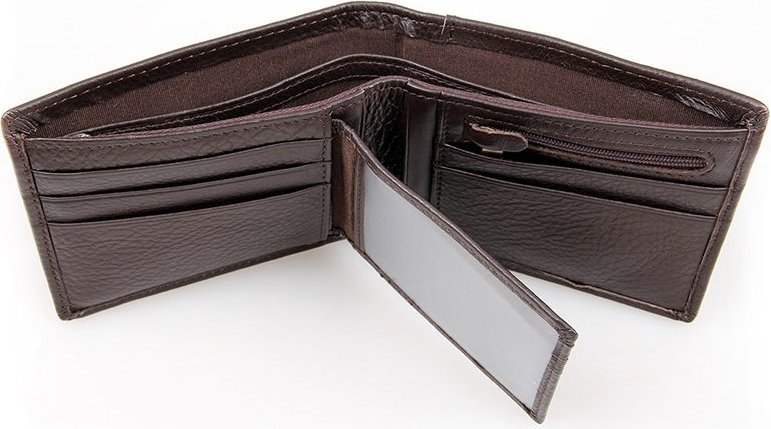 Мужское портмоне двойного сложения из натуральной кожи коричневого цвета Vintage (14403)