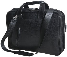 Кожаная сумка под ноутбук 15.6 дюймов в черном цвете Vip Collection 102473