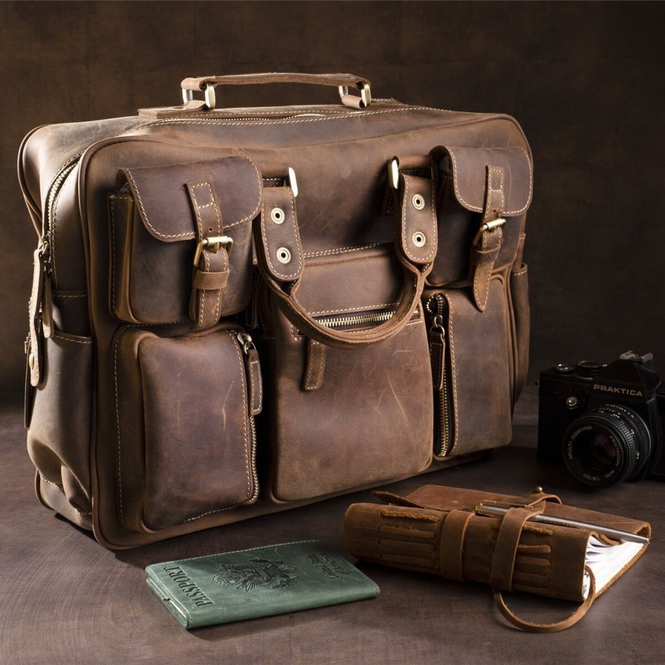 Вместительная мужская сумка - портфель из винтажной кожи Крейзи VINTAGE STYLE (14881) фото №1 Вместительная мужская сумка - портфель из винтажной кожи Крейзи VINTAGE STYLE (14881) modnotak фото №1