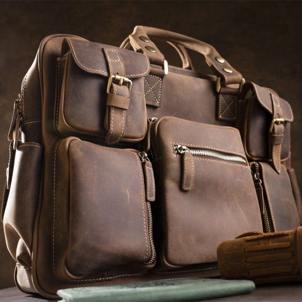 Вместительная мужская сумка - портфель из винтажной кожи Крейзи VINTAGE STYLE (14881) фото №2 Вместительная мужская сумка - портфель из винтажной кожи Крейзи VINTAGE STYLE (14881) modnotak фото №2