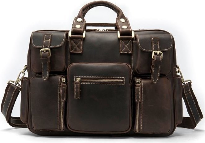 Вместительная мужская сумка - портфель из винтажной кожи Крейзи VINTAGE STYLE (14881) фото №4 Вместительная мужская сумка - портфель из винтажной кожи Крейзи VINTAGE STYLE (14881) modnotak фото №4
