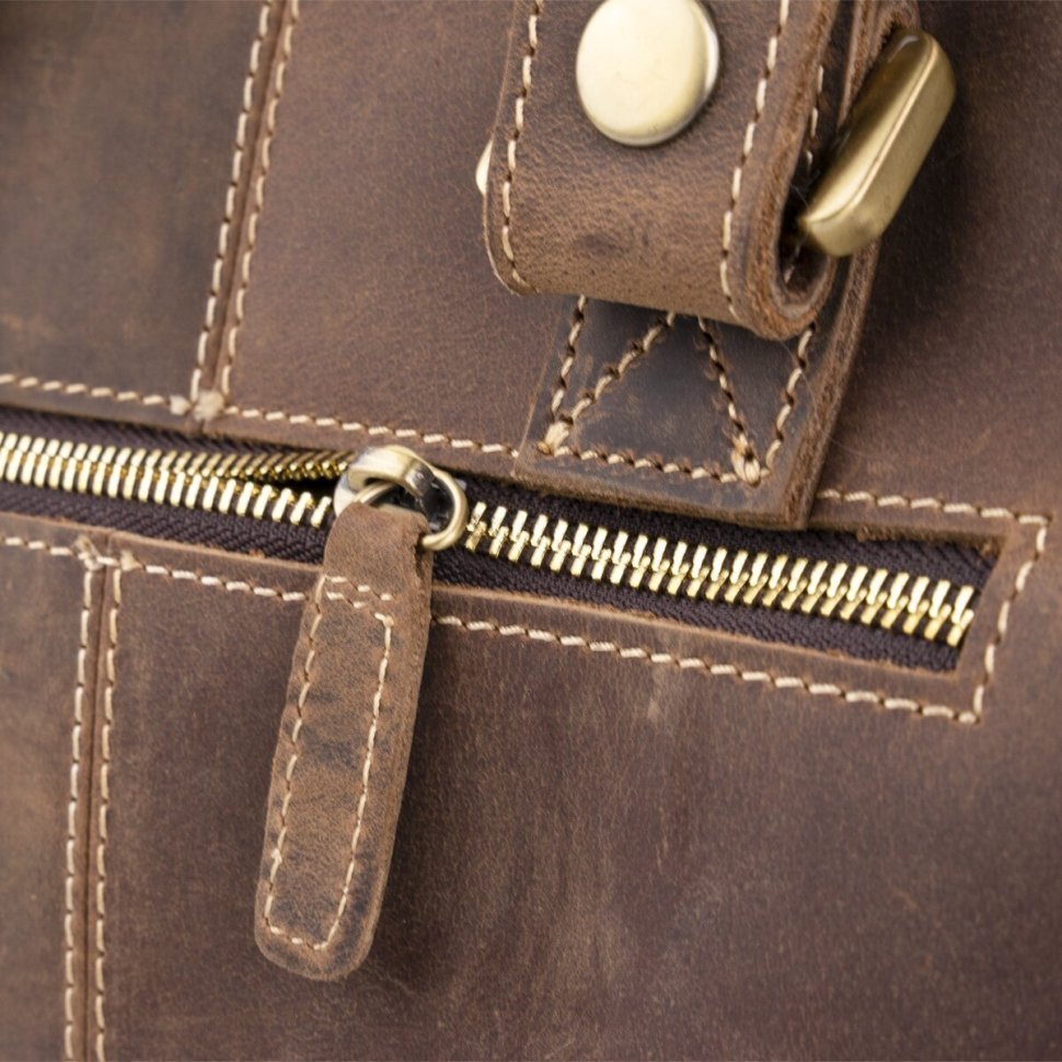 Вместительная мужская сумка - портфель из винтажной кожи Крейзи VINTAGE STYLE (14881)