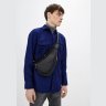 Кожаный мужской рюкзак-слинг на одно плечо в черном цвете TARWA (19631) - 5