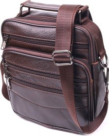 Практична чоловіча сумка-барсетка з натуральної шкіри коричневого кольору Vintage (2421274)