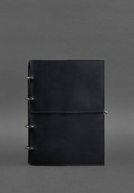 Кожаный блокнот А4 на кольцах (софт-бук) в мягкой винтажной обложке синего цвета - BlankNote (42673)