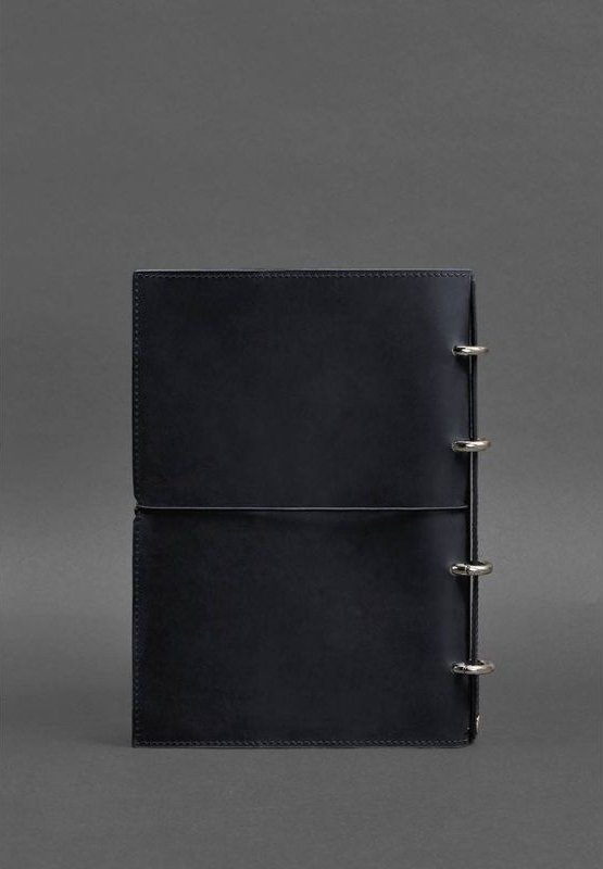Кожаный блокнот А4 на кольцах (софт-бук) в мягкой винтажной обложке синего цвета - BlankNote (42673)
