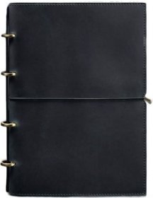 Шкіряний блокнот А4 на кільцях (софт-бук) у м'якій вінтажній обкладинці синього кольору - BlankNote (42673)