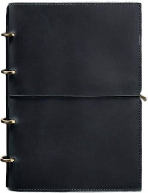 Шкіряний блокнот А4 на кільцях (софт-бук) у м'якій вінтажній обкладинці синього кольору - BlankNote (42673)