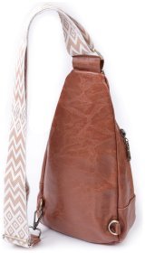 Женская сумка из экокожи с текстильной лямкой в рыжем цвете Vintage 2422773