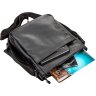 Мужская повседневная сумка на плечо из зернистой кожи черного окраса SHVIGEL (00861) - 4