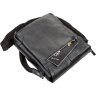 Мужская повседневная сумка на плечо из зернистой кожи черного окраса SHVIGEL (00861) - 6