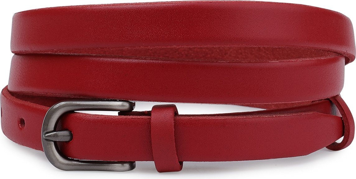 Кожаный женский ремень узкого типа в красном цвете Vintage (2420768)