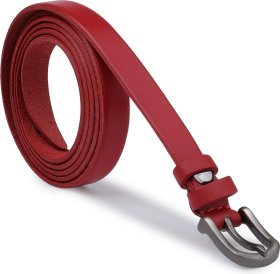 Кожаный женский ремень узкого типа в красном цвете Vintage (2420768)