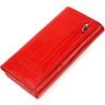 Вместительный женский кошелек красного цвета из натуральной кожи с тиснением CANPELLINI (2421709) - 2