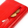 Вместительный женский кошелек красного цвета из натуральной кожи с тиснением CANPELLINI (2421709) - 5