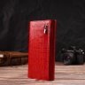 Місткий жіночий гаманець червоного кольору з натуральної шкіри з тисненням CANPELLINI (2421709) - 7