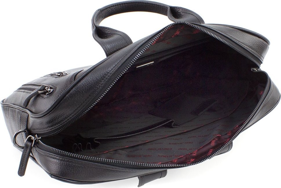 Чоловіча шкіряна сумка-портфель чорного кольору від турецького бренду KARYA (103173)