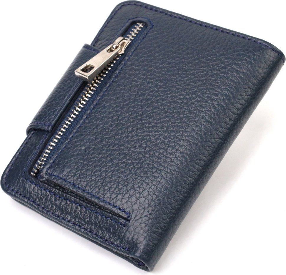 Синій жіночий гаманець середнього розміру з натуральної шкіри CANPELLINI (2421809)