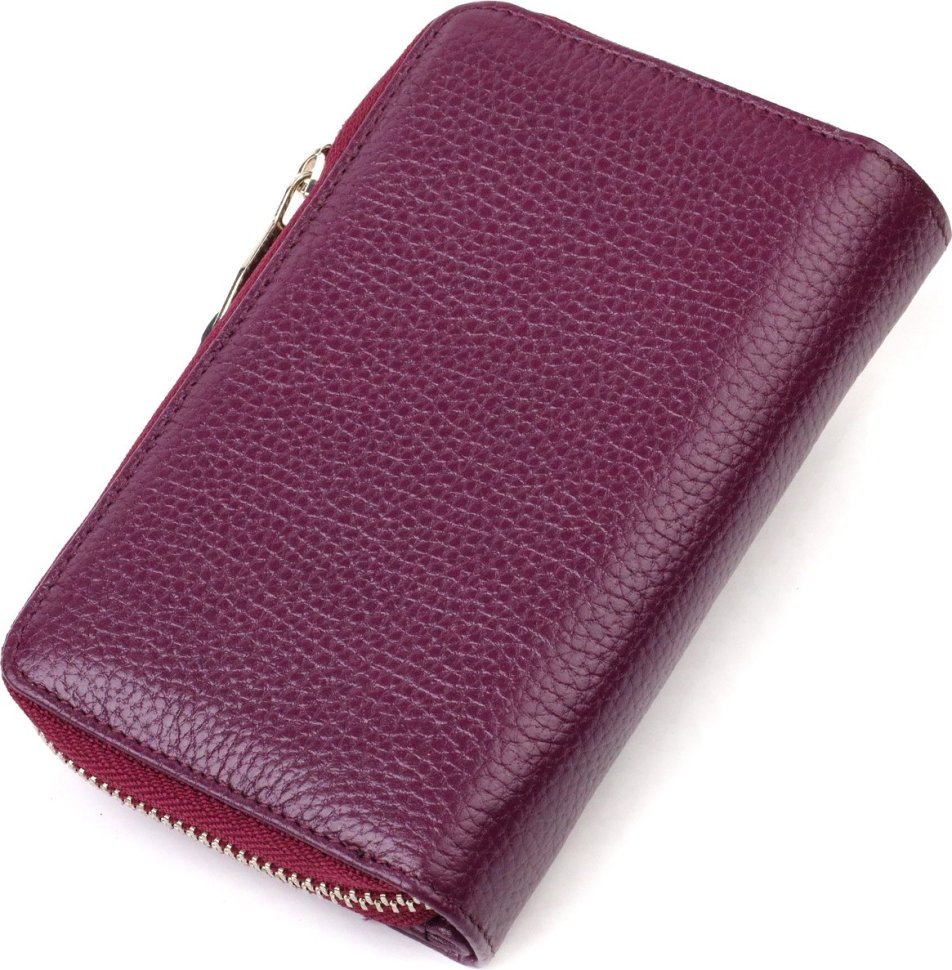 Фіолетовий жіночий гаманець середнього розміру із натуральної зернистої шкіри CANPELLINI (2421909)