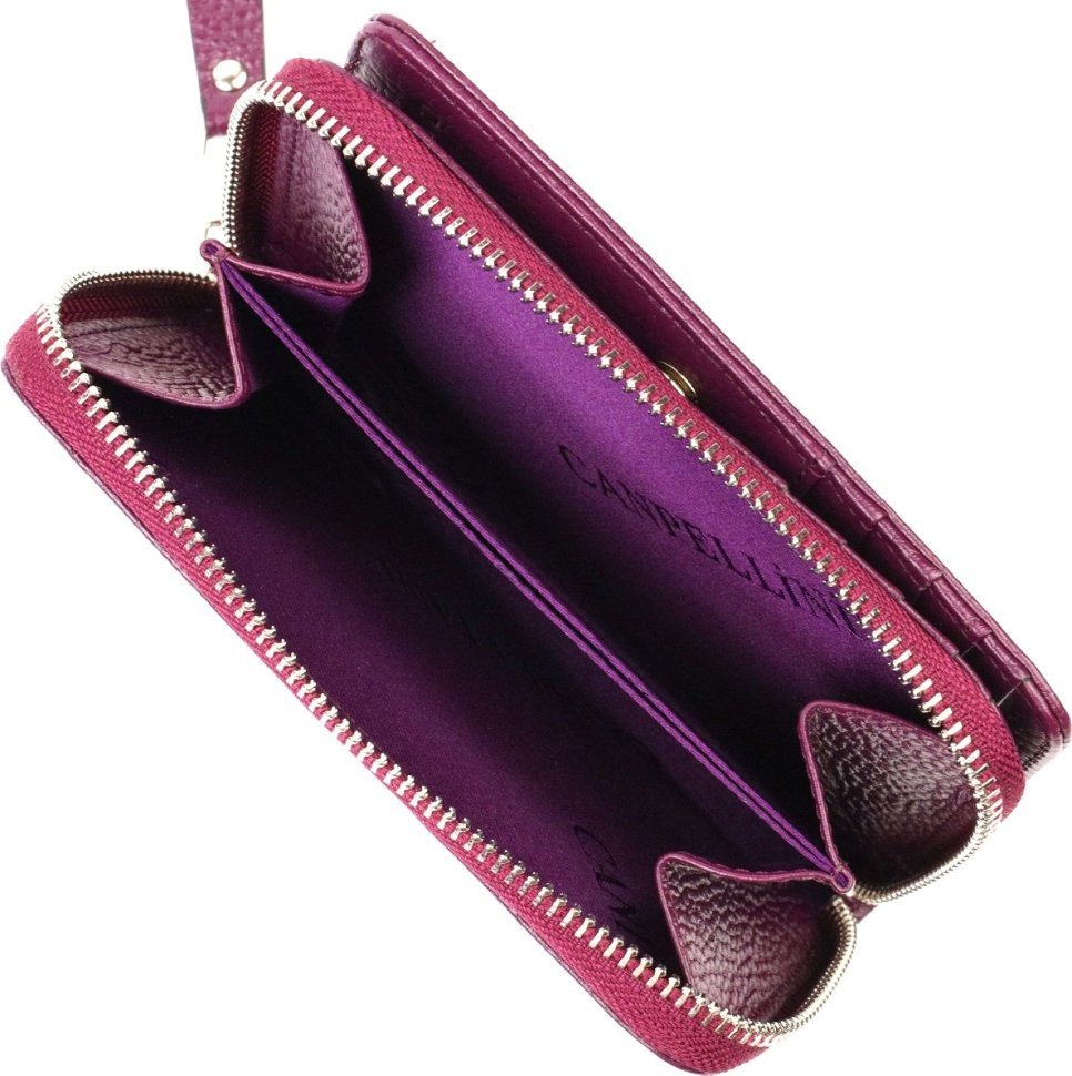 Фиолетовый женский кошелек среднего размера из натуральной зернистой кожи CANPELLINI (2421909)