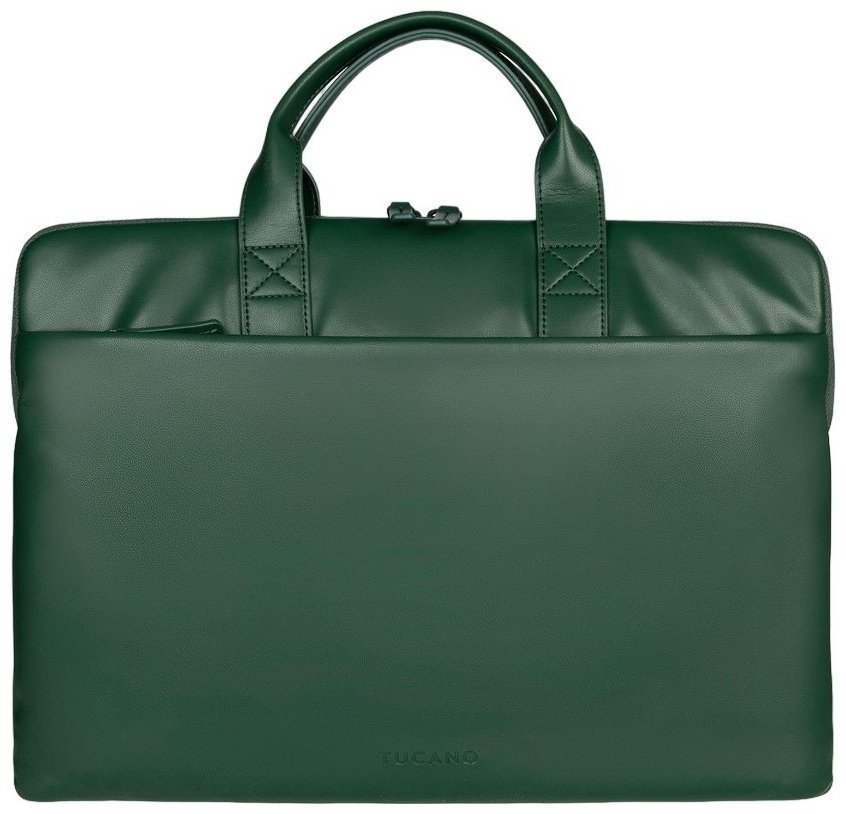 Стильная сумка из кожзама для ноутбука до 16" с ручками для носки Tucano Isotta зеленого цвета 103573 modnotak фото №1