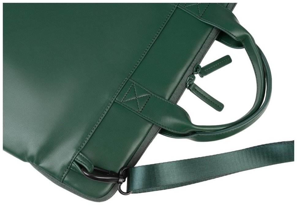 Стильная сумка из кожзама для ноутбука до 16" с ручками для носки Tucano Isotta зеленого цвета 103573 modnotak фото №5