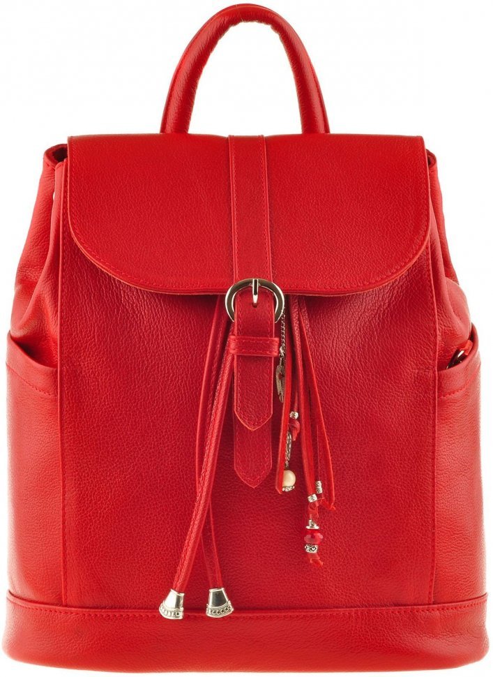 Червоний жіночий рюкзак з натуральної шкіри на клямці BlankNote Олсен (12832)