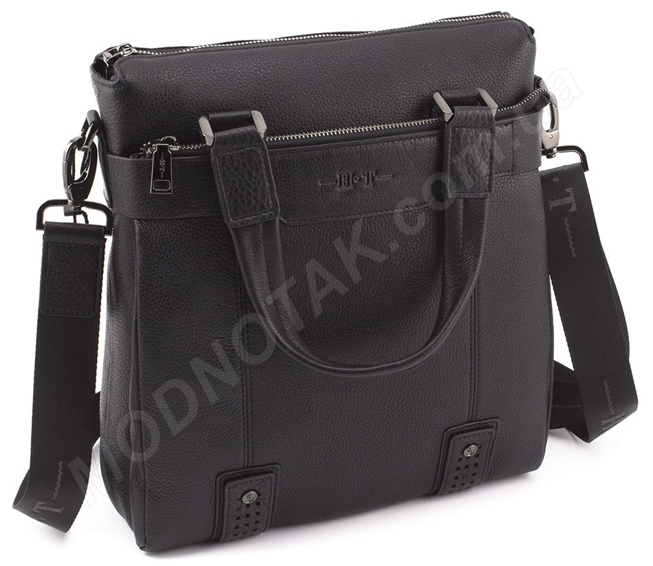 Ділова чоловіча шкіряна сумка з ручками і плечовим ремені в комплекті (під формат А4) H.T Leather (10344)