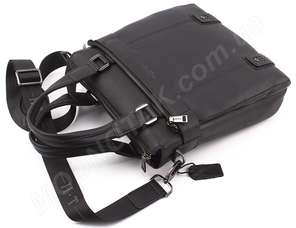 Деловая мужская кожаная сумка с ручками и плечевым ремне в комплекте (под формат А4) H.T Leather (10344)