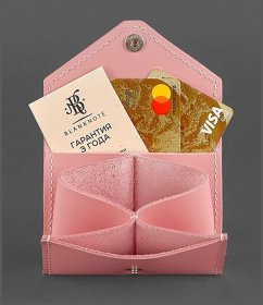 Розовый картхолдер с мандалой из натуральной кожи украинского производства BlankNote (12219)