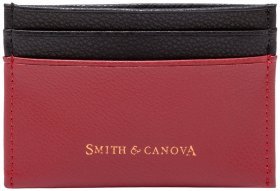 Женский картхолдер из натуральной фактурной кожи Smith &amp; Canova 93873 красно-черного цвета
