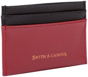 Женский картхолдер из натуральной фактурной кожи Smith &amp; Canova 93873 красно-черного цвета